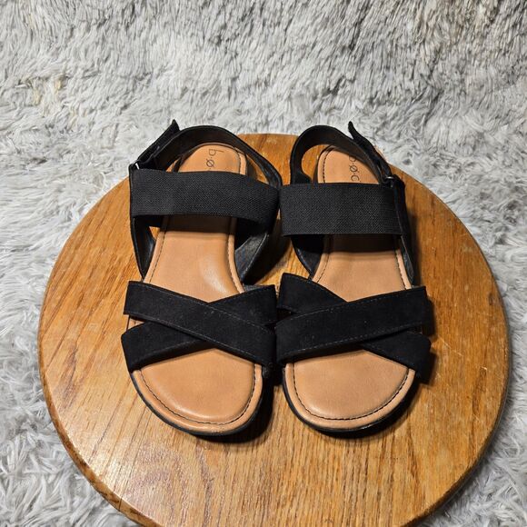 BOC Born Womens Size 10 Black Leather Jetty Cross Strap Comfort Sandals Shoes - Picture 1 of 8